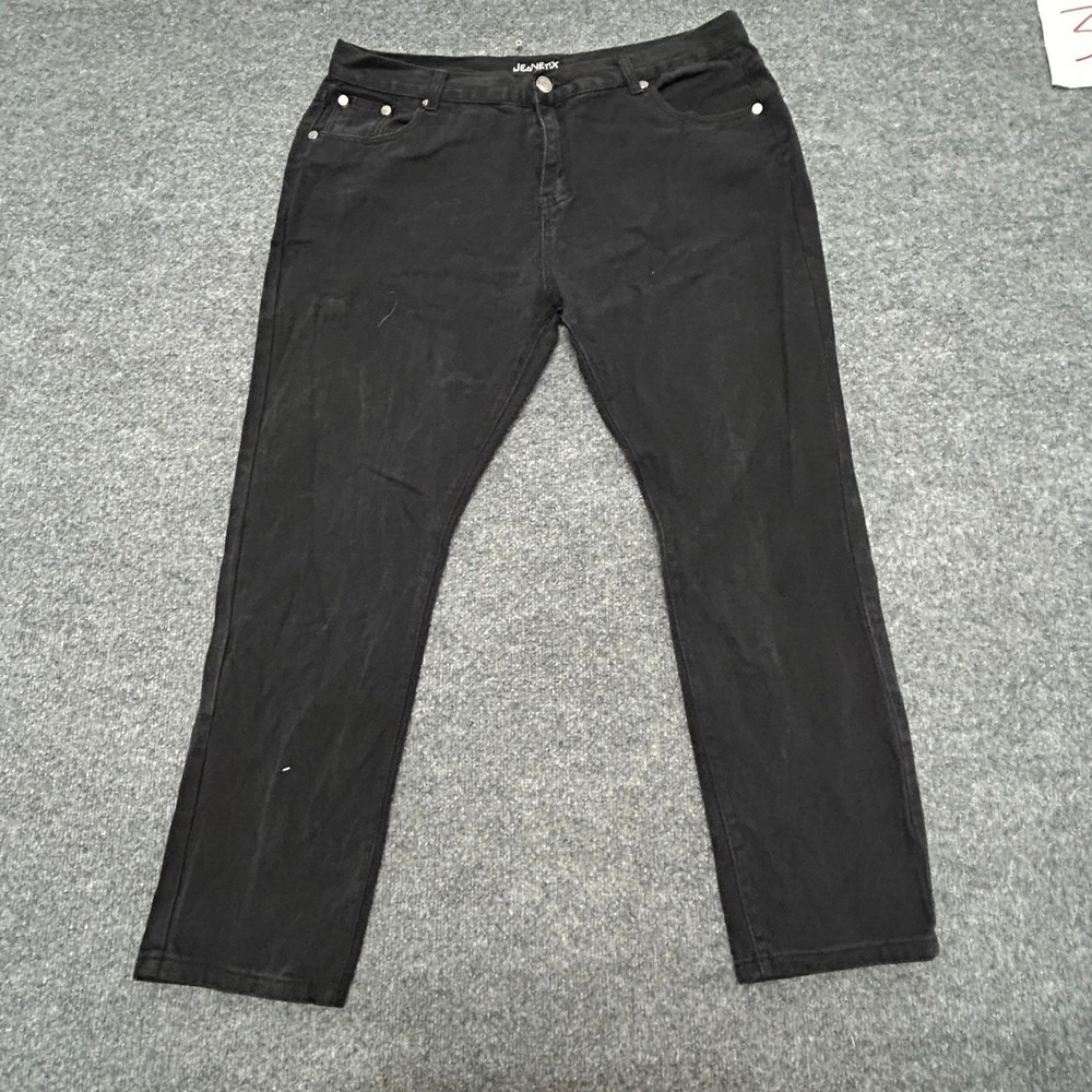 JeanEtix Jeans Mens Size 42 Black Straight Leg Solid Casual Cotton Denim Pants